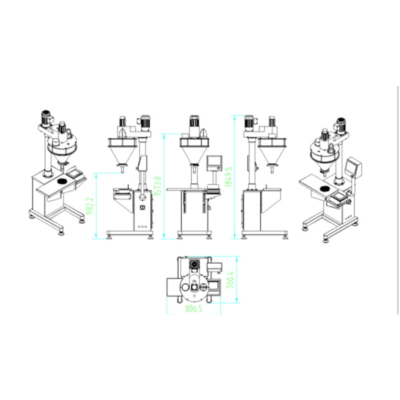 MPB-10 Semi-otomatis modular stainless steel powder machine